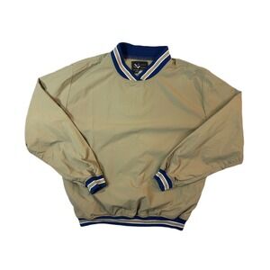 Vintage 80s Bomber Jacket Mens Medium Beige Wind-Resistant Ripped Trim USA Made